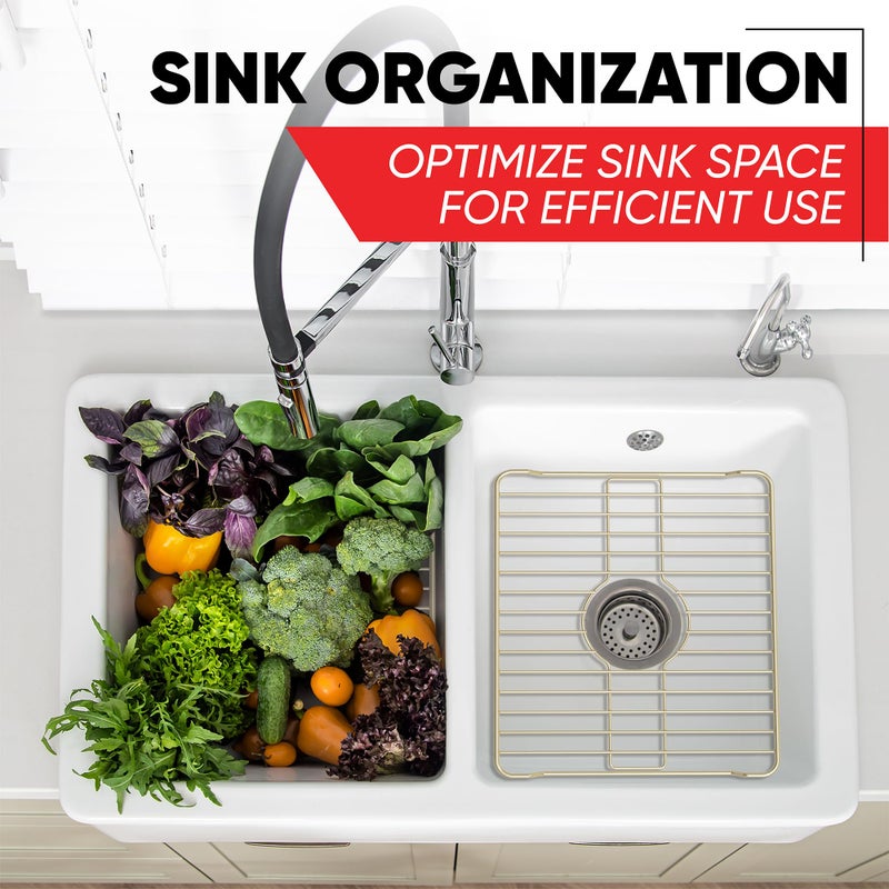 Better Houseware Sink Protector Prevents Scratches Sink Rack for Bottom of Sink Almond Sink Mat Sink Protectors for Kitchen Sink Metal 12 x 10.25 x 1 - Image 5